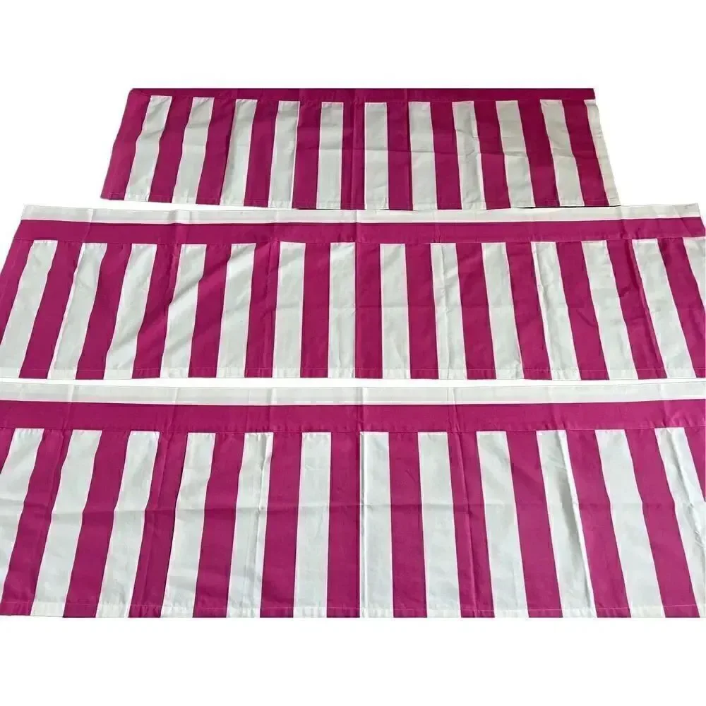 3 Piece Annie Selke Pink White Stripe Valance Set-See Description For Sizes